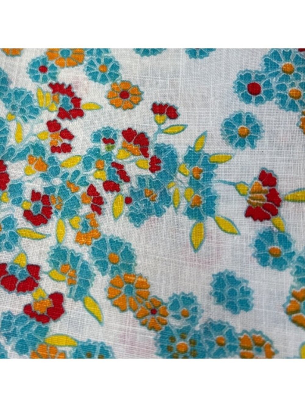 Floral Cotton Fabric 19x44" Material Blue Red Yellow Crafts Quilting